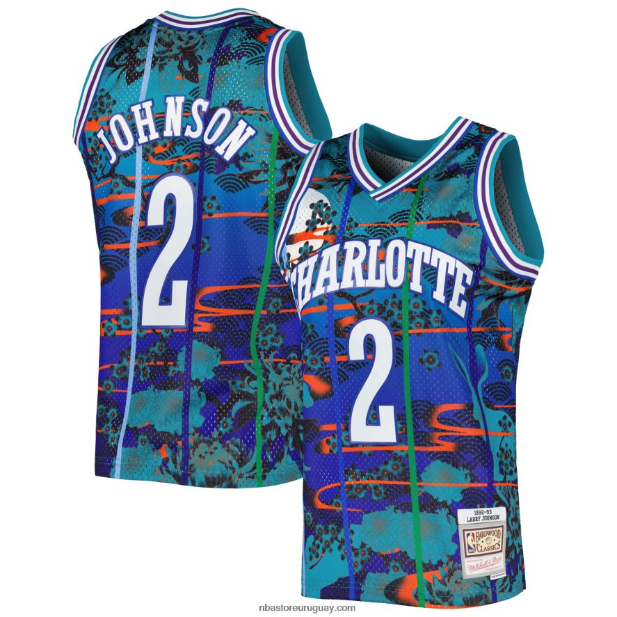 charlotte hornets larry johnson teal hardwood classics año nuevo lunar swingman jersey 6L080N2805 NBA