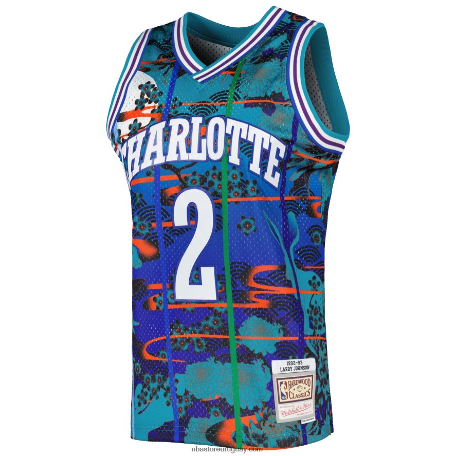 charlotte hornets larry johnson teal hardwood classics año nuevo lunar swingman jersey 6L080N2805 NBA