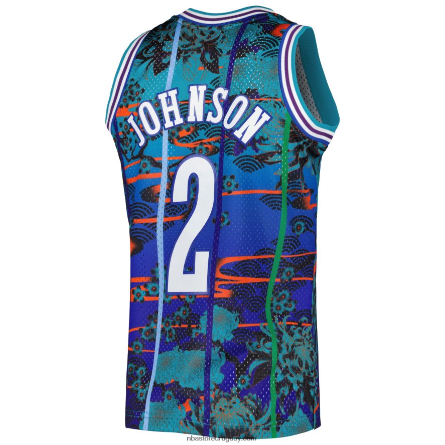 charlotte hornets larry johnson teal hardwood classics año nuevo lunar swingman jersey 6L080N2805 NBA
