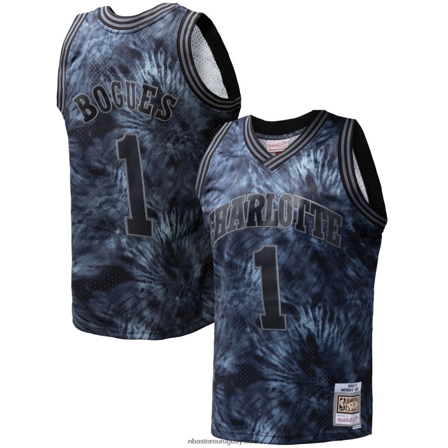 charlotte hornets muggsy bogues black hardwood classics 199 jersey tie-dye swingman 6L080N5505 NBA