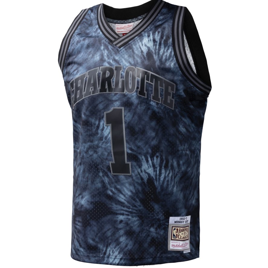 charlotte hornets muggsy bogues black hardwood classics 199 jersey tie-dye swingman 6L080N5505 NBA