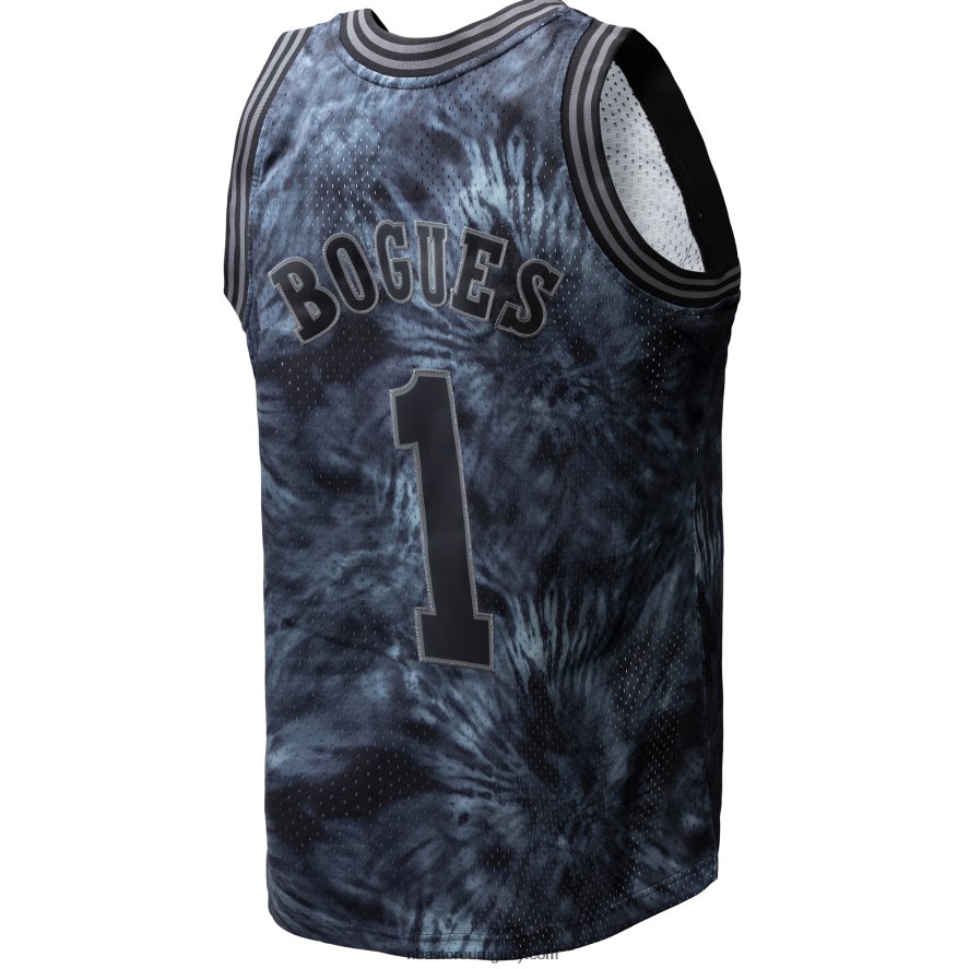 charlotte hornets muggsy bogues black hardwood classics 199 jersey tie-dye swingman 6L080N5505 NBA