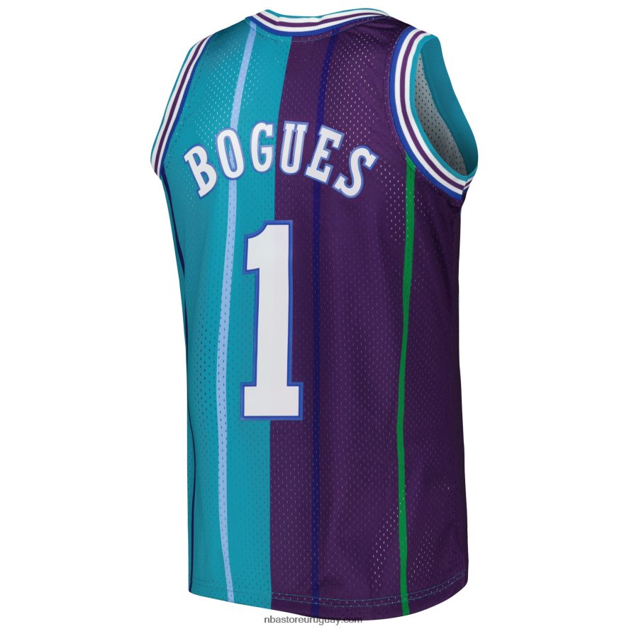 charlotte hornets muggsy bogues teal/purple hardwood classics 199split swingman jersey 6L080N2246 NBA