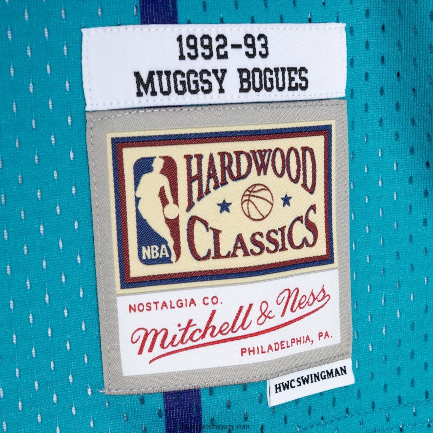 charlotte hornets muggsy bogues teal/purple hardwood classics 199split swingman jersey 6L080N2246 NBA