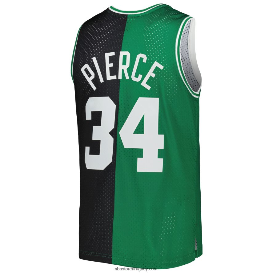 Boston Celtics paul pierce mitchell & ness negro/kelly verde hardwood classics split swingman jersey 6L080N373 NBA