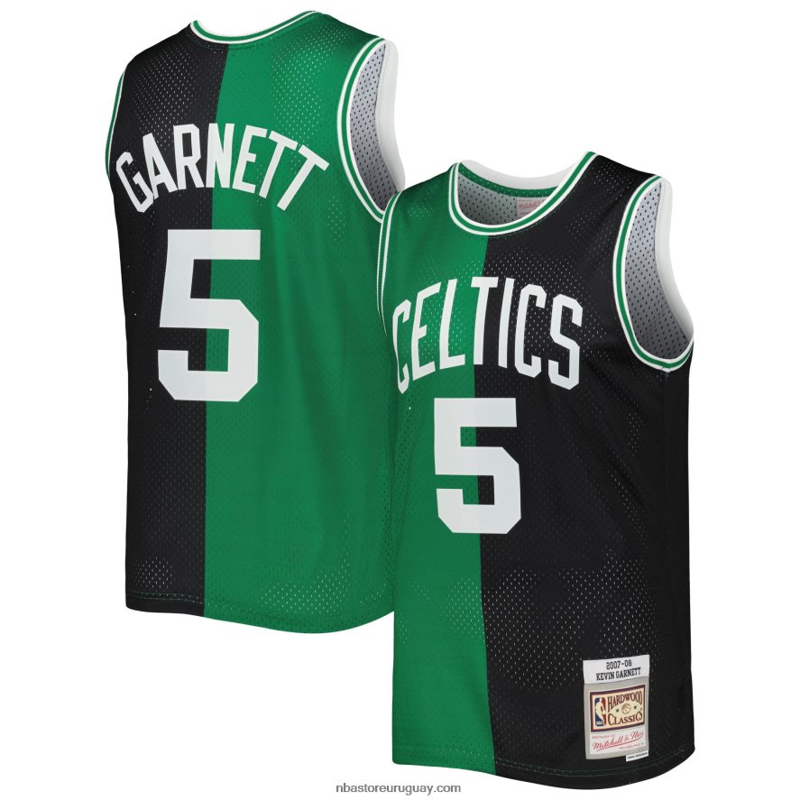 boston celtics kevin garnett negro / kelly verde hardwood classics split swingman jersey 6L080N976 NBA