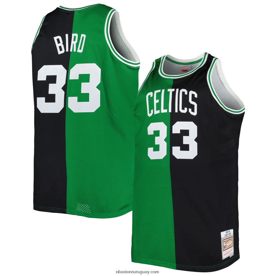 boston celtics larry bird kelly verde / negro grande y alto de madera dura clásico split swingman jersey 6L080N8459 NBA