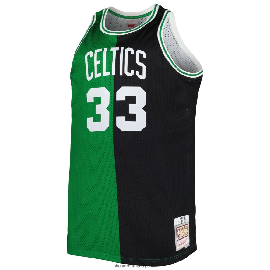 boston celtics larry bird kelly verde / negro grande y alto de madera dura clásico split swingman jersey 6L080N8459 NBA