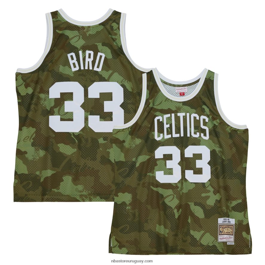 boston celtics larry bird mitchell & ness camo hardwood classics fantasma verde swingman jersey 6L080N4426 NBA