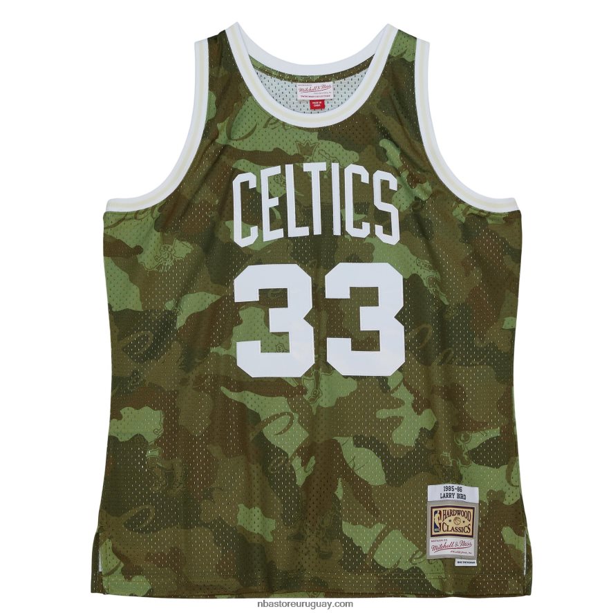 boston celtics larry bird mitchell & ness camo hardwood classics fantasma verde swingman jersey 6L080N4426 NBA