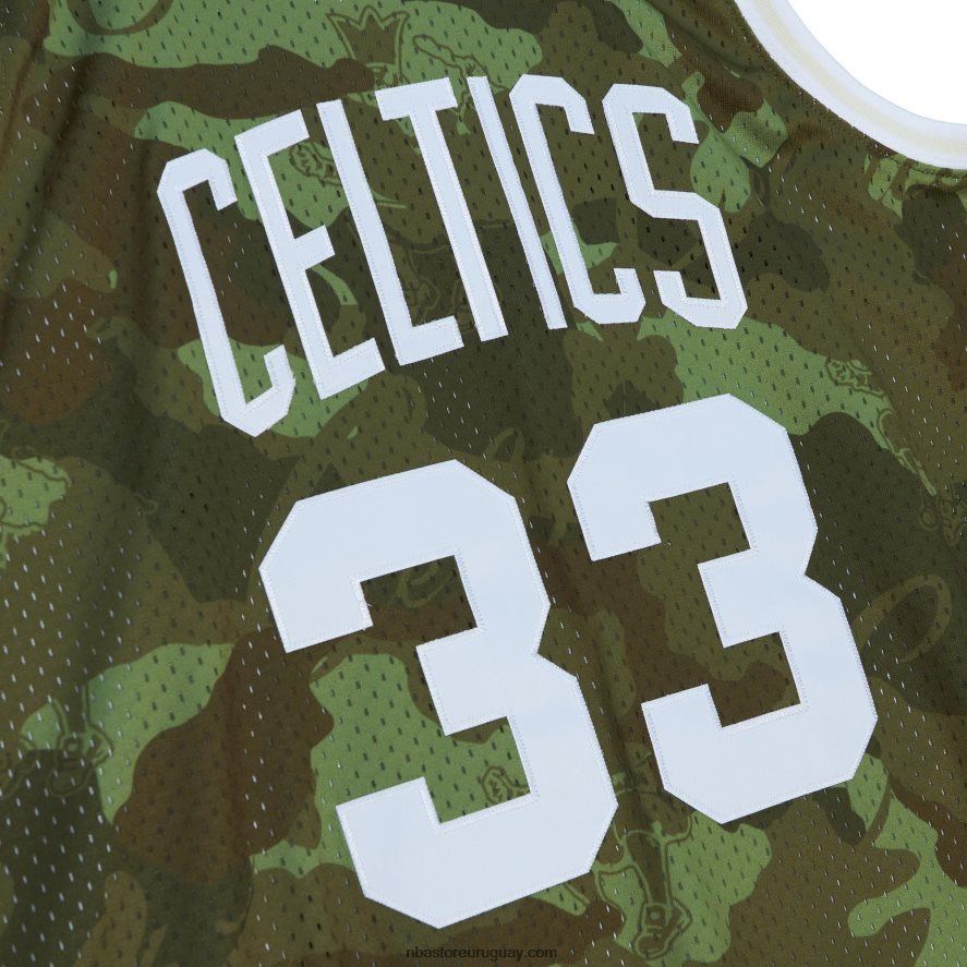 boston celtics larry bird mitchell & ness camo hardwood classics fantasma verde swingman jersey 6L080N4426 NBA
