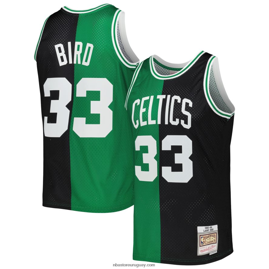 boston celtics larry bird mitchell & ness negro / kelly verde hardwood classics split swingman jersey 6L080N130 NBA