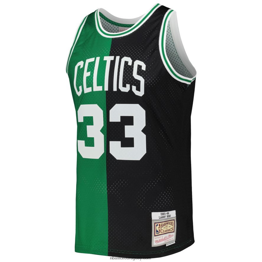 boston celtics larry bird mitchell & ness negro / kelly verde hardwood classics split swingman jersey 6L080N130 NBA