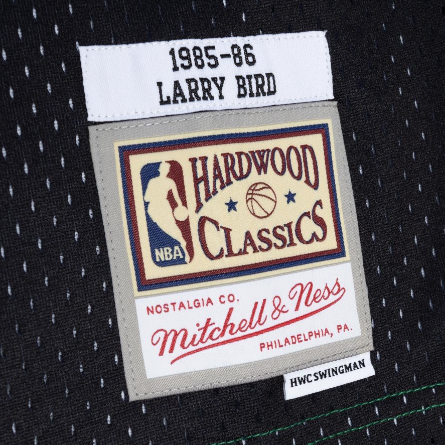 boston celtics larry bird mitchell & ness negro / kelly verde hardwood classics split swingman jersey 6L080N130 NBA