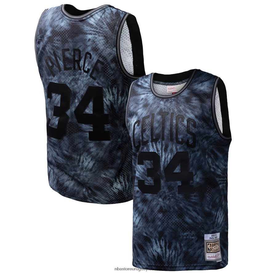 boston celtics paul pierce mitchell & ness camiseta negra de madera dura clásica tie-dye swingman jersey 6L080N5439 NBA