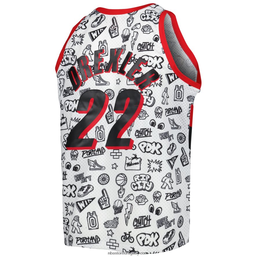portland trail blazers clyde drexler blancas de madera dura clásicas garabatos alero jugador 6L080N8702 NBA