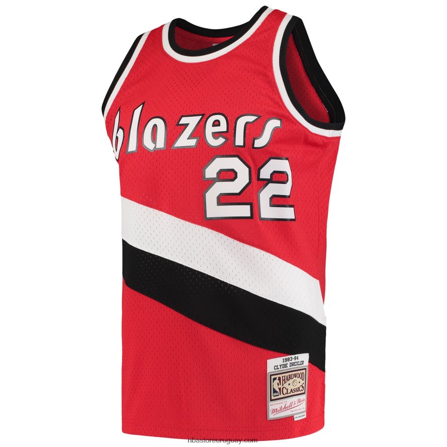 portland trail blazers clyde drexler mitchell & ness rojo hardwood classics 1983-84 jersey swingman 6L080N8615 NBA
