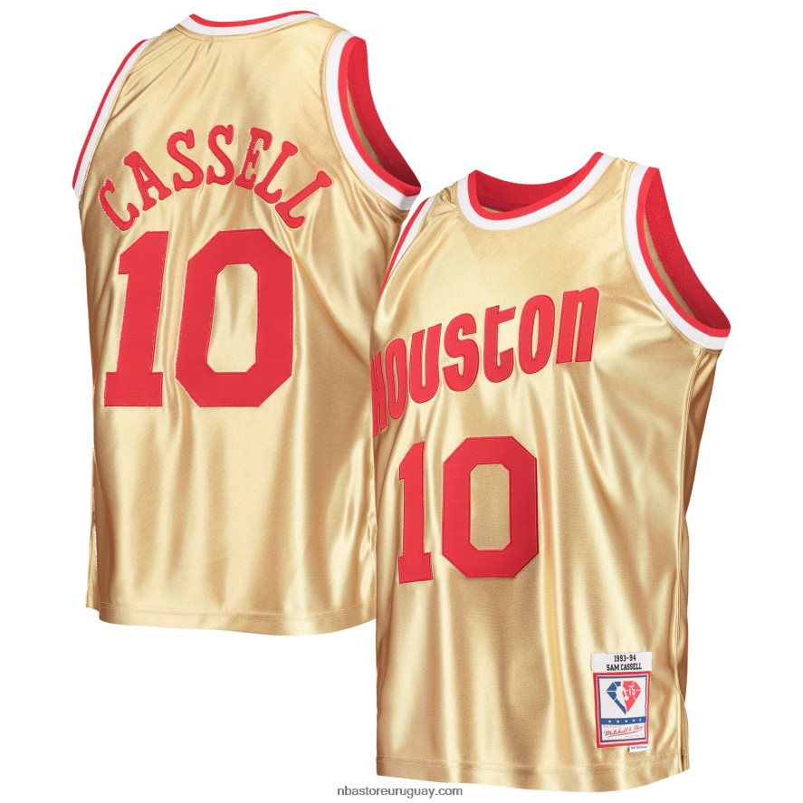 houston cohetes sam cassell oro 75 aniversario 1993-94 hardwood classics swingman jersey 6L080N6931 NBA