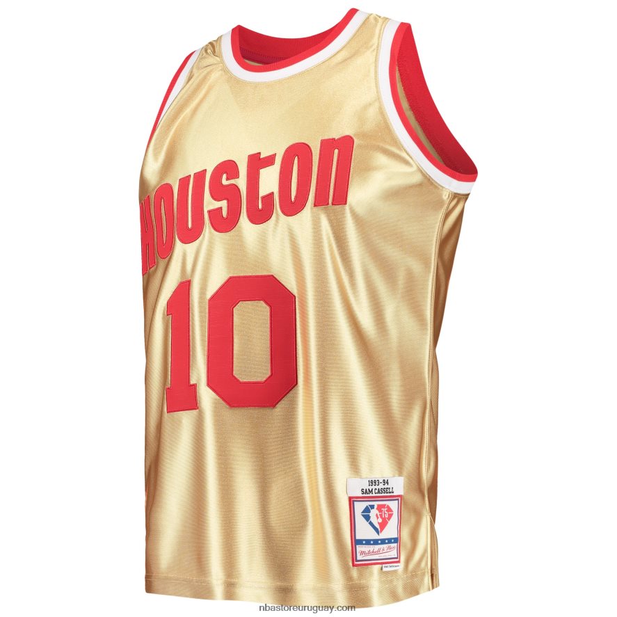 houston cohetes sam cassell oro 75 aniversario 1993-94 hardwood classics swingman jersey 6L080N6931 NBA