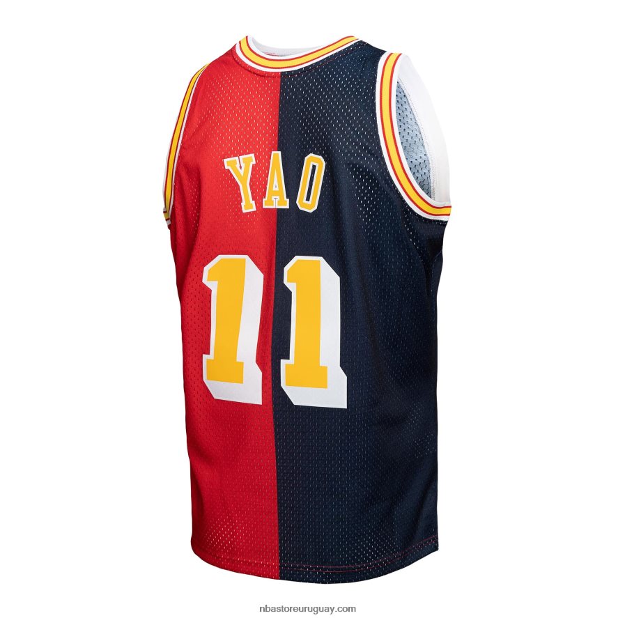 houston cohetes yao ming mitchell & ness azul marino/rojo hardwood classics split swingman jersey 6L080N7804 NBA