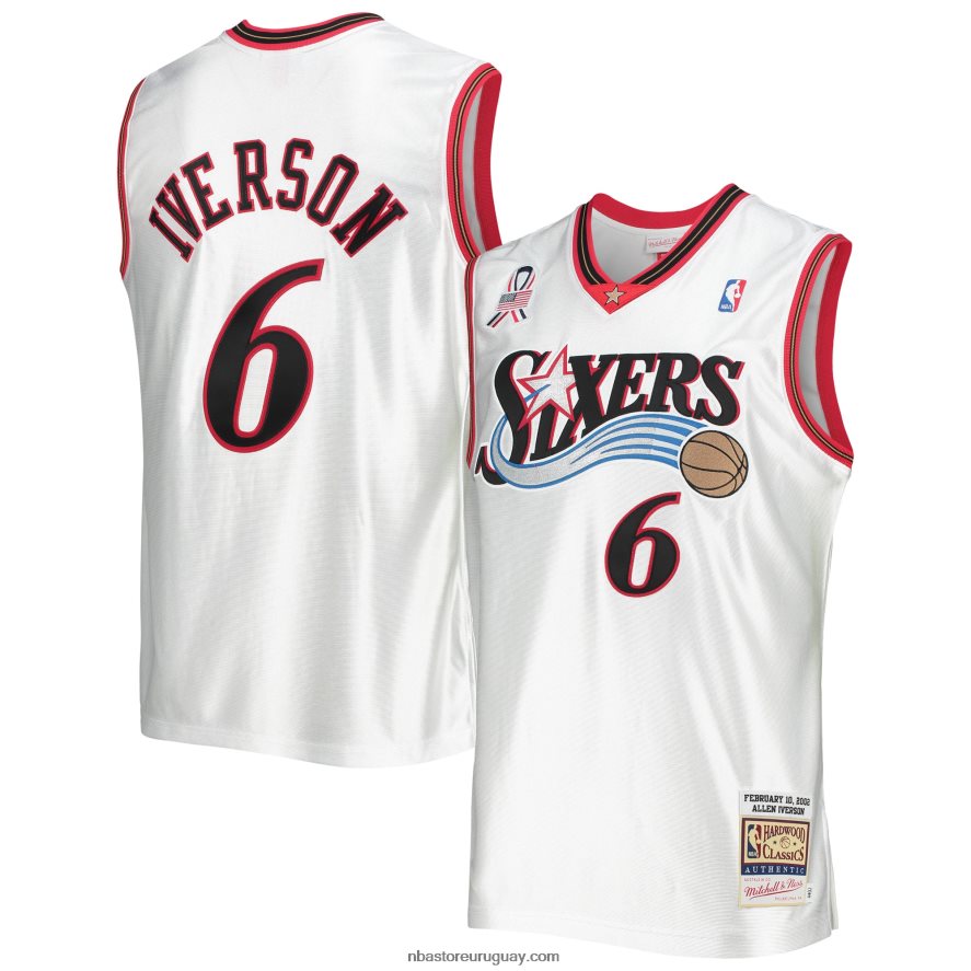 conferencia del este allen iverson white hardwood classics juego auténtico jersey 6L080N3115 NBA