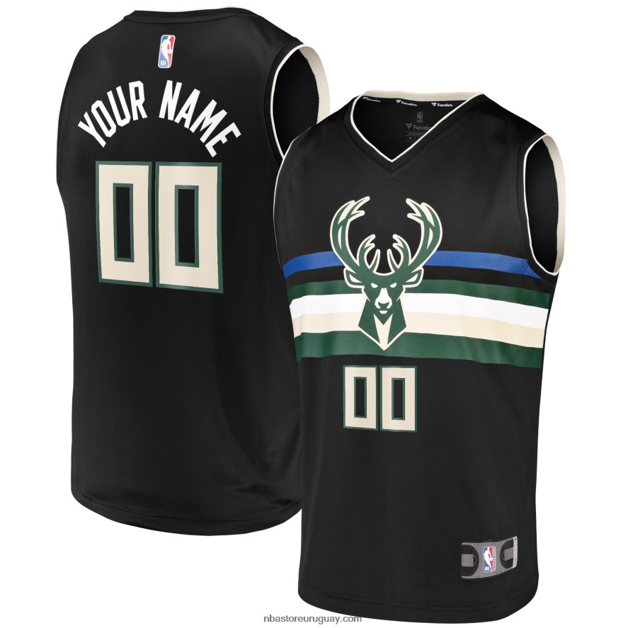 camiseta personalizada replica milwaukee bucks negra fast break 6L080N207 NBA