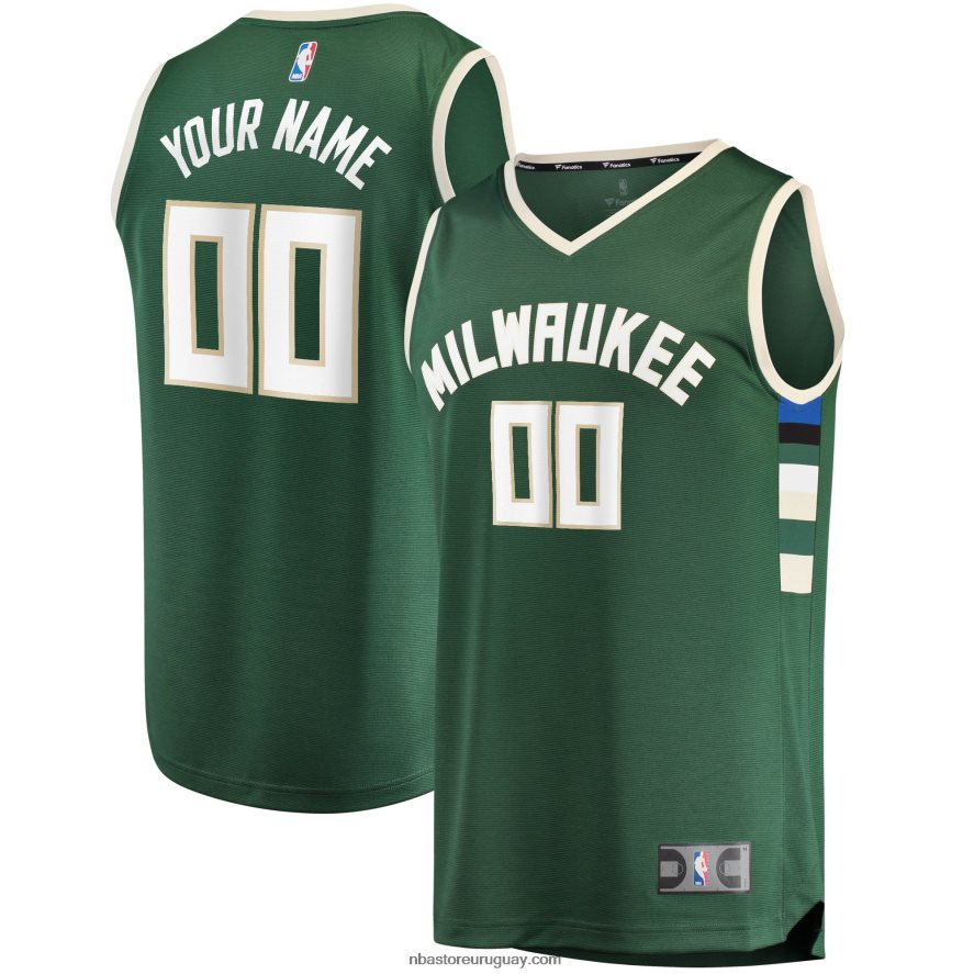 camiseta réplica personalizada de los milwaukee bucks hunter green fast break 6L080N510 NBA