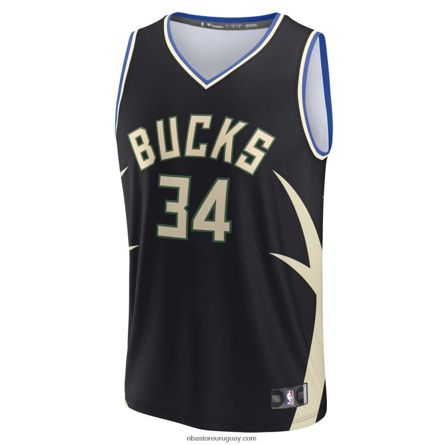 milwaukee bucks giannis antetokounmpo camiseta de jugador de réplica de descanso rápido negro 6L080N31 NBA