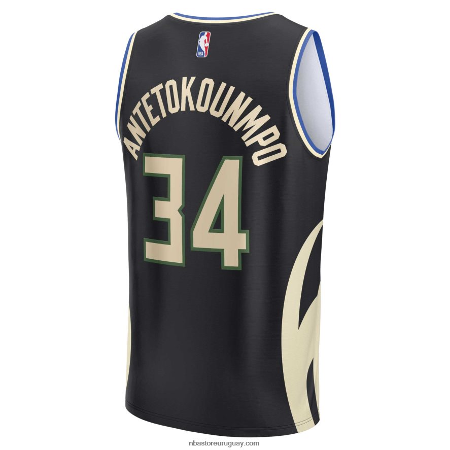 milwaukee bucks giannis antetokounmpo camiseta de jugador de réplica de descanso rápido negro 6L080N31 NBA