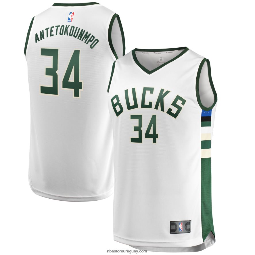 milwaukee bucks giannis antetokounmpo camiseta réplica blanca de descanso rápido 6L080N197 NBA