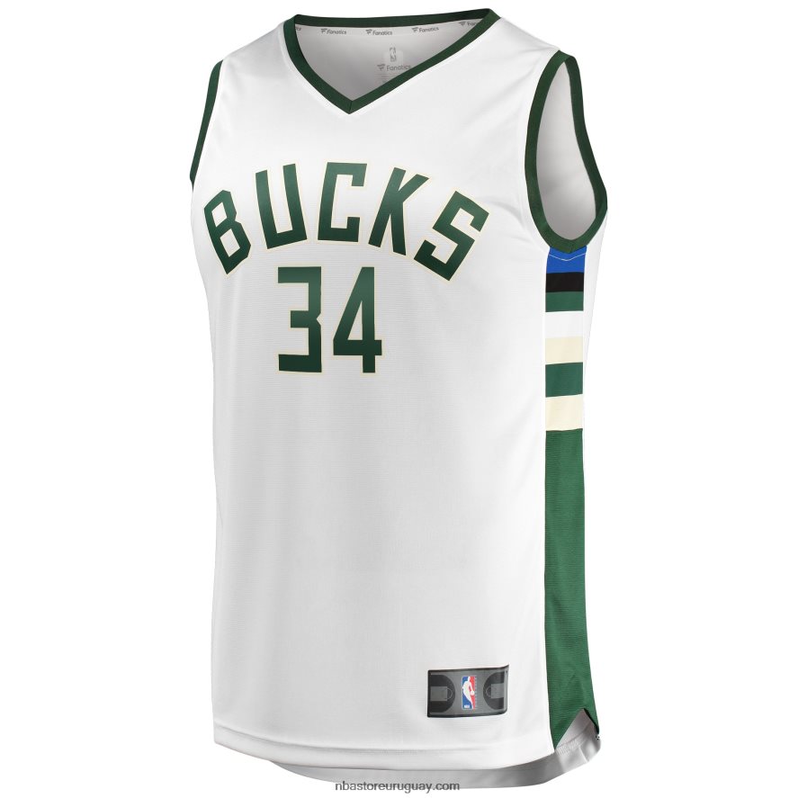 milwaukee bucks giannis antetokounmpo camiseta réplica blanca de descanso rápido 6L080N197 NBA