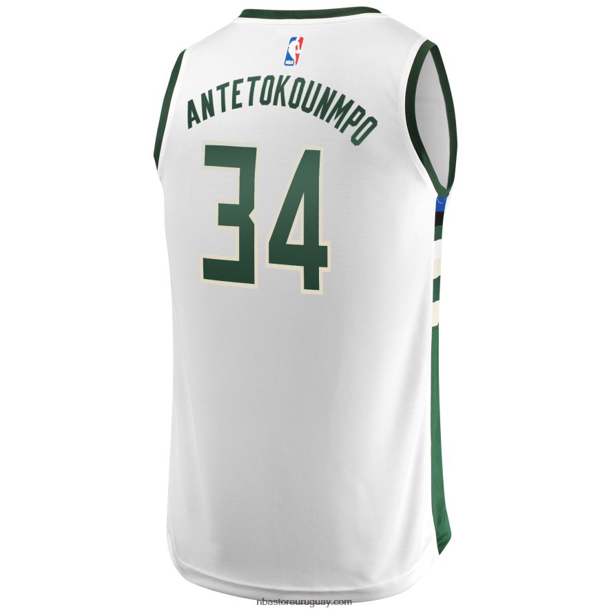milwaukee bucks giannis antetokounmpo camiseta réplica blanca de descanso rápido 6L080N197 NBA