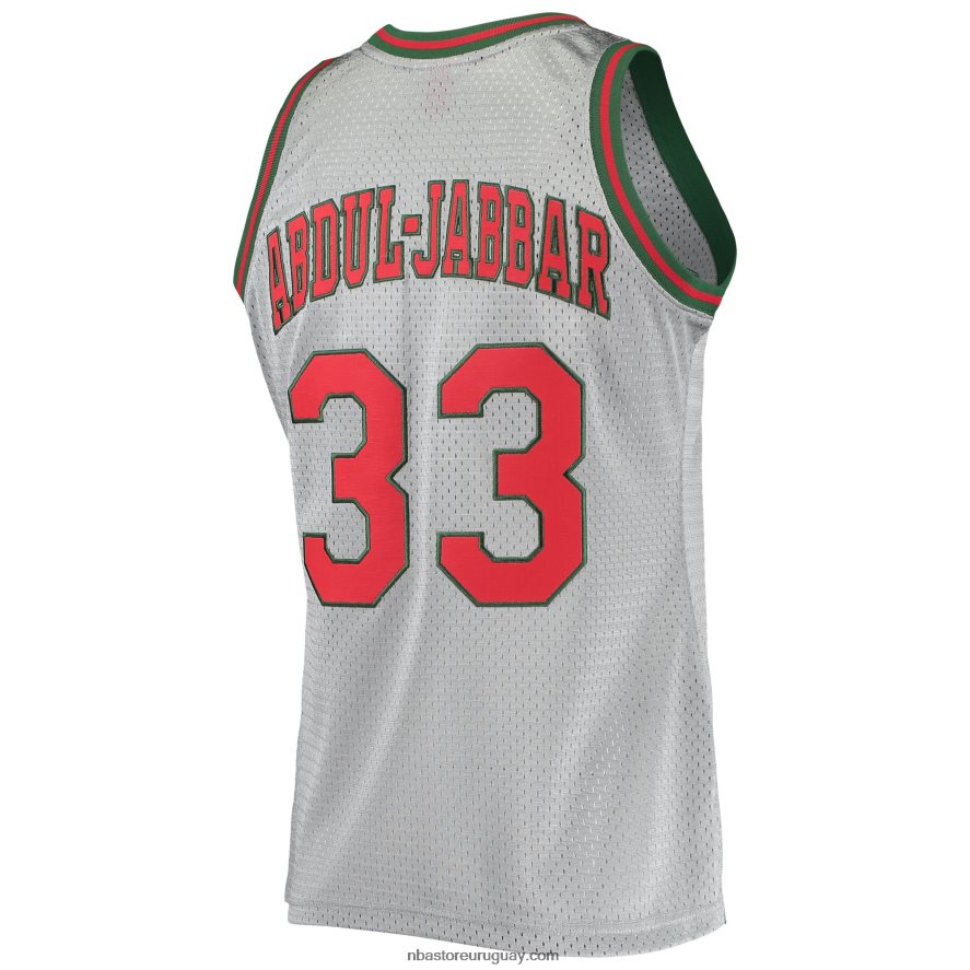 milwaukee bucks kareem abdul-jabbar plata 75 aniversario 1971-72 camiseta de alero de madera dura 6L080N2951 NBA