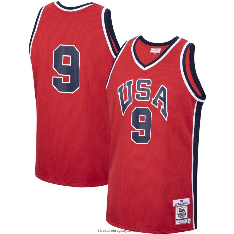 camiseta usa basketball michael jordan mitchell & ness rojo autentico 1984 6L080N2923 NBA
