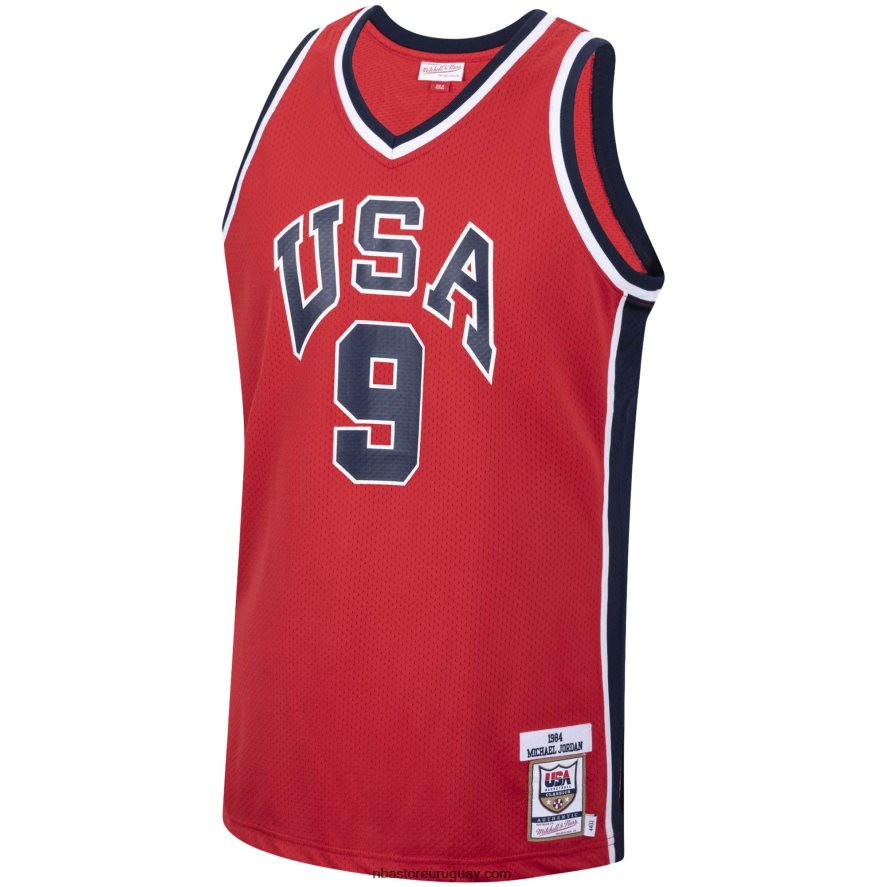 camiseta usa basketball michael jordan mitchell & ness rojo autentico 1984 6L080N2923 NBA