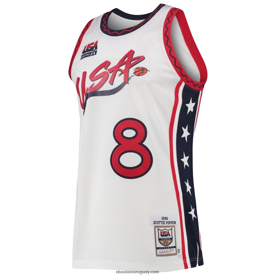 usa basketball scottie pippen mitchell & ness white hardwood classics auténtico jersey 6L080N6728 NBA