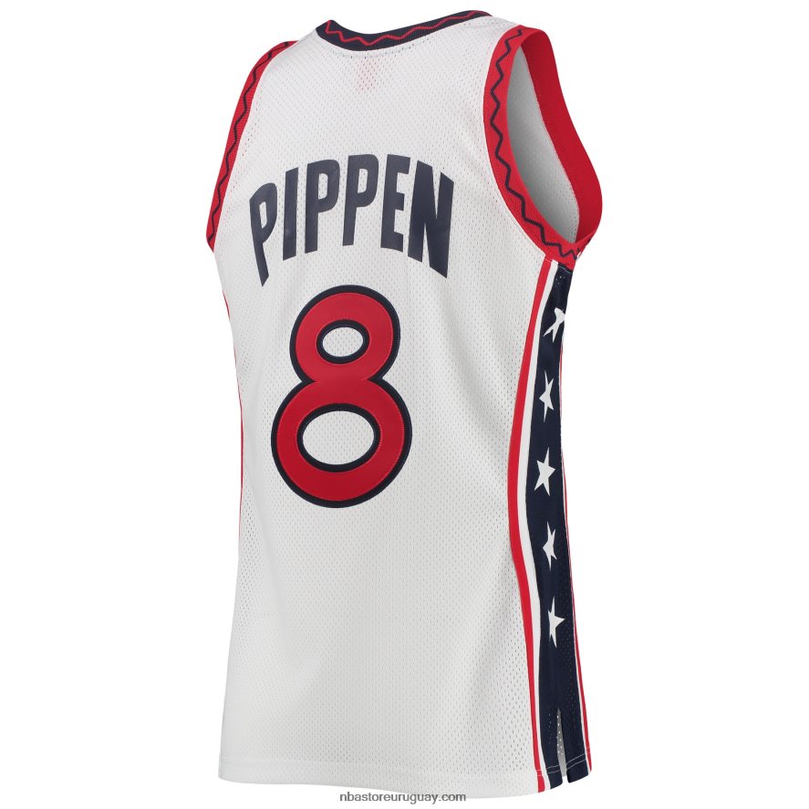 usa basketball scottie pippen mitchell & ness white hardwood classics auténtico jersey 6L080N6728 NBA