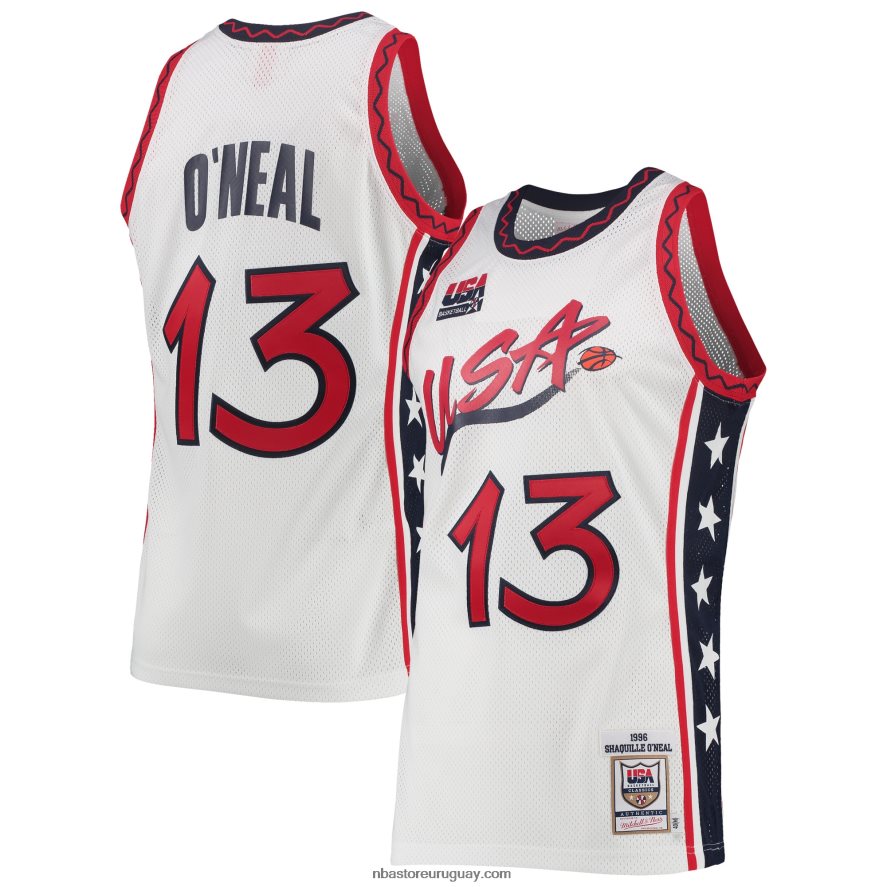 usa basketball shaquille o\'neal mitchell & ness white hardwood classics jersey auténtico 6L080N6985 NBA