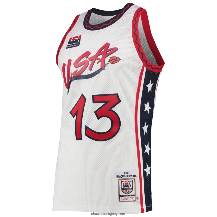 usa basketball shaquille o\'neal mitchell & ness white hardwood classics jersey auténtico 6L080N6985 NBA