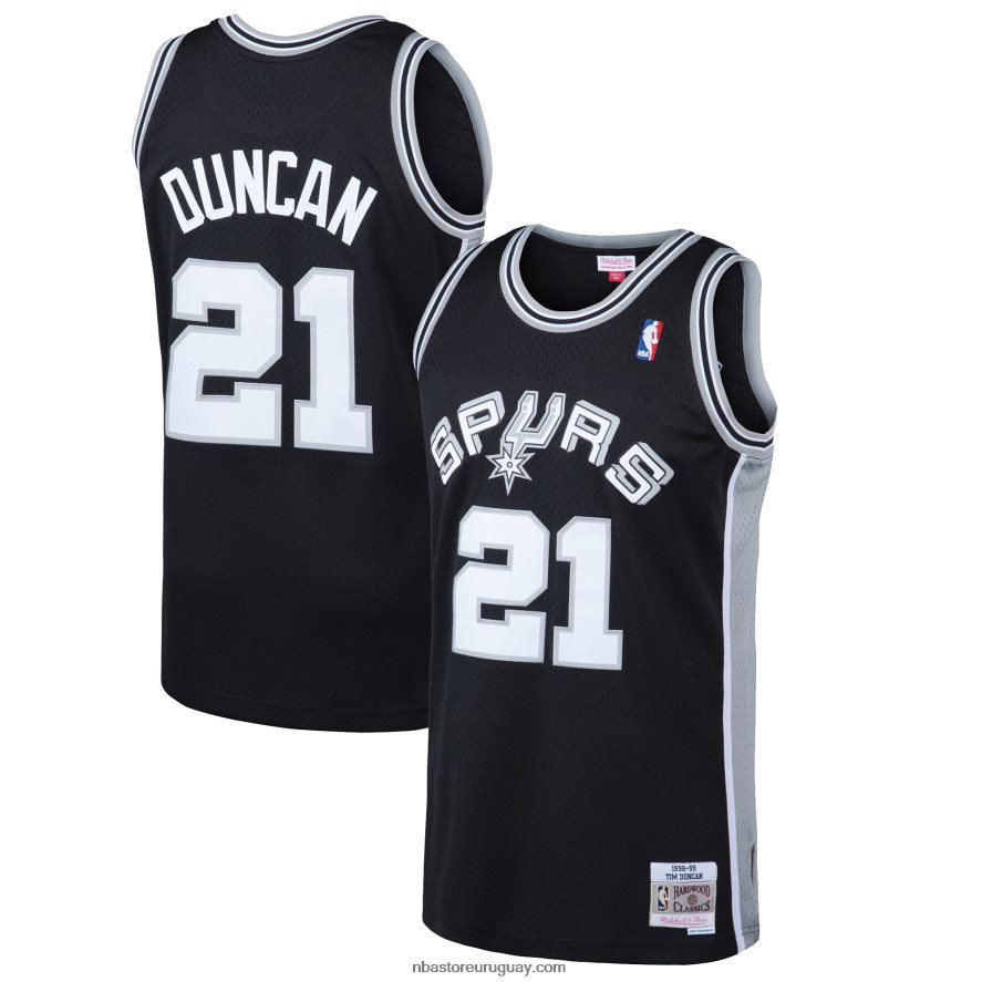 camiseta de swingman de los san antonio spurs tim duncan mitchell & ness black hardwood classics 6L080N430 NBA