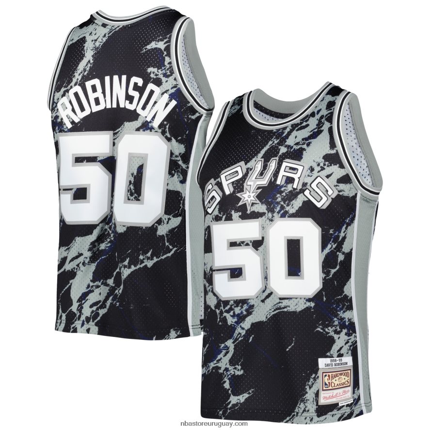san antonio spurs david robinson mitchell & ness negro madera dura clásicos mármol alero jersey 6L080N8221 NBA