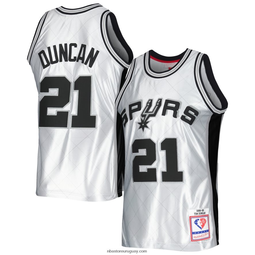 san antonio spurs tim duncan platino hardwood classics 75th aniversario swingman jersey 6L080N2728 NBA
