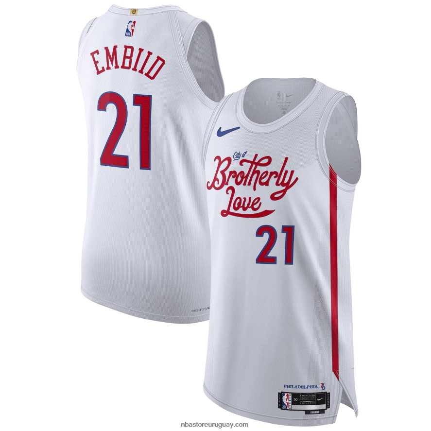 camiseta nike philadelphia 76ers joel embiid blanco auténtico 6L080N1477 NBA