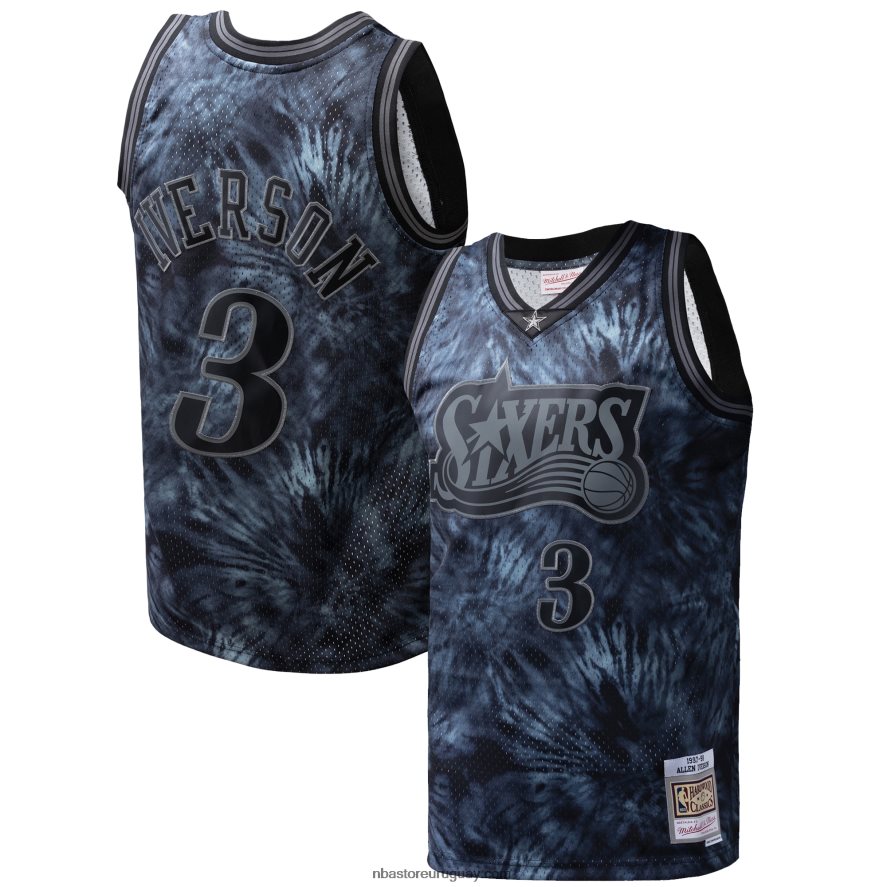 camiseta philadelphia 76ers allen iverson mitchell & ness black hardwood classics tie-dye swingman jersey 6L080N6121 NBA