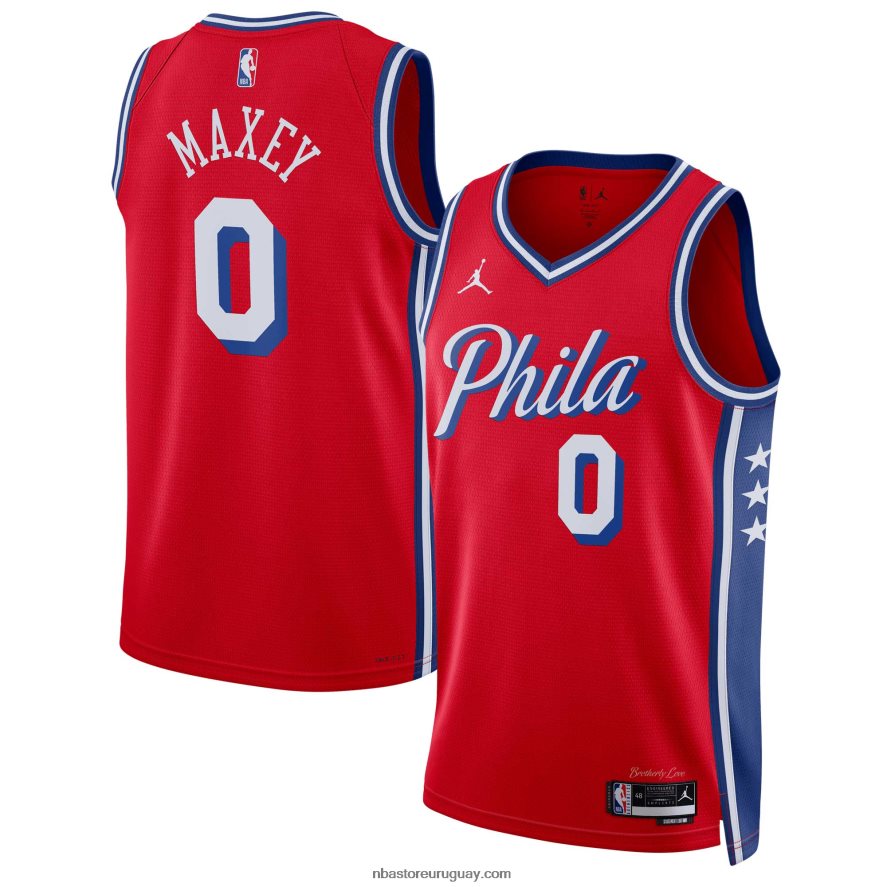 camiseta philadelphia 76ers tyrese maxey jordan brand rojo swingman 6L080N262 NBA
