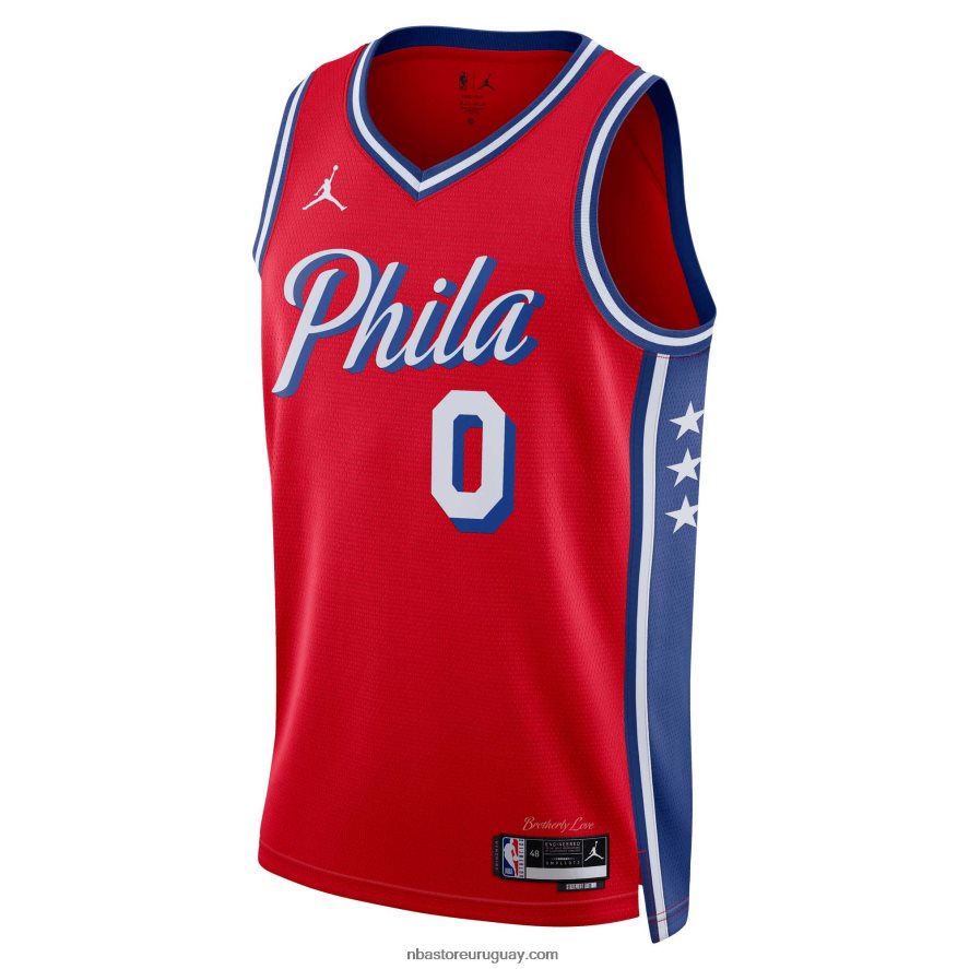 camiseta philadelphia 76ers tyrese maxey jordan brand rojo swingman 6L080N262 NBA