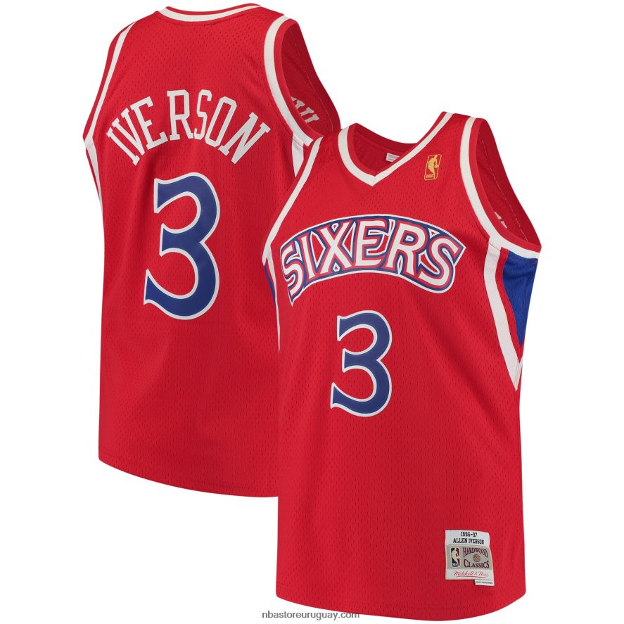 philadelphia 76ers allen iverson mitchell & ness rojo hardwood classics jersey swingman 6L080N73 NBA