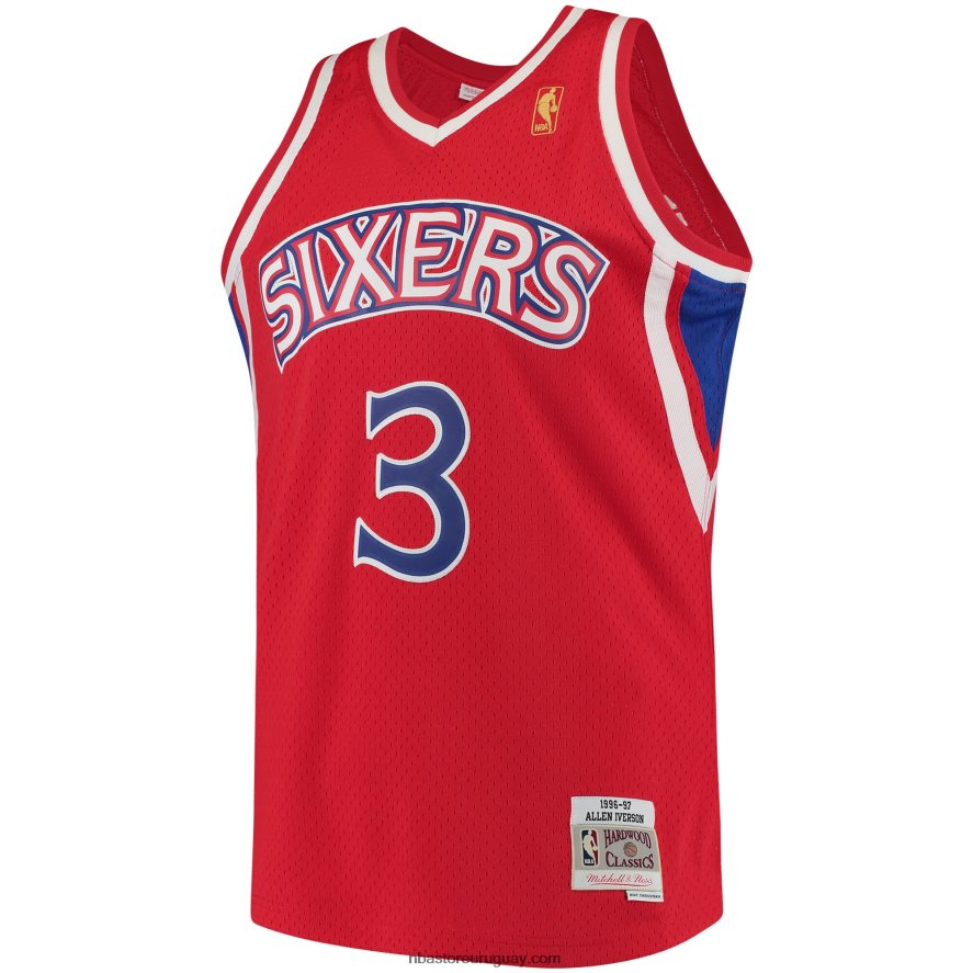 philadelphia 76ers allen iverson mitchell & ness rojo hardwood classics jersey swingman 6L080N73 NBA