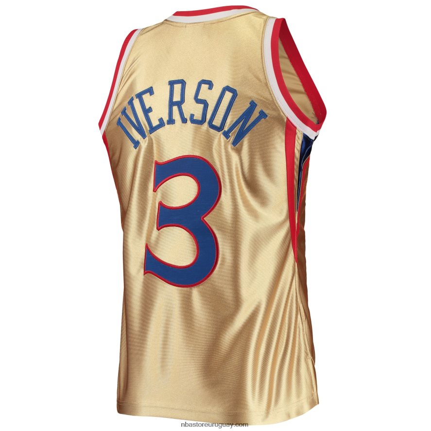 philadelphia 76ers allen iverson oro 75 aniversario hardwood classics swingman jersey 6L080N7677 NBA