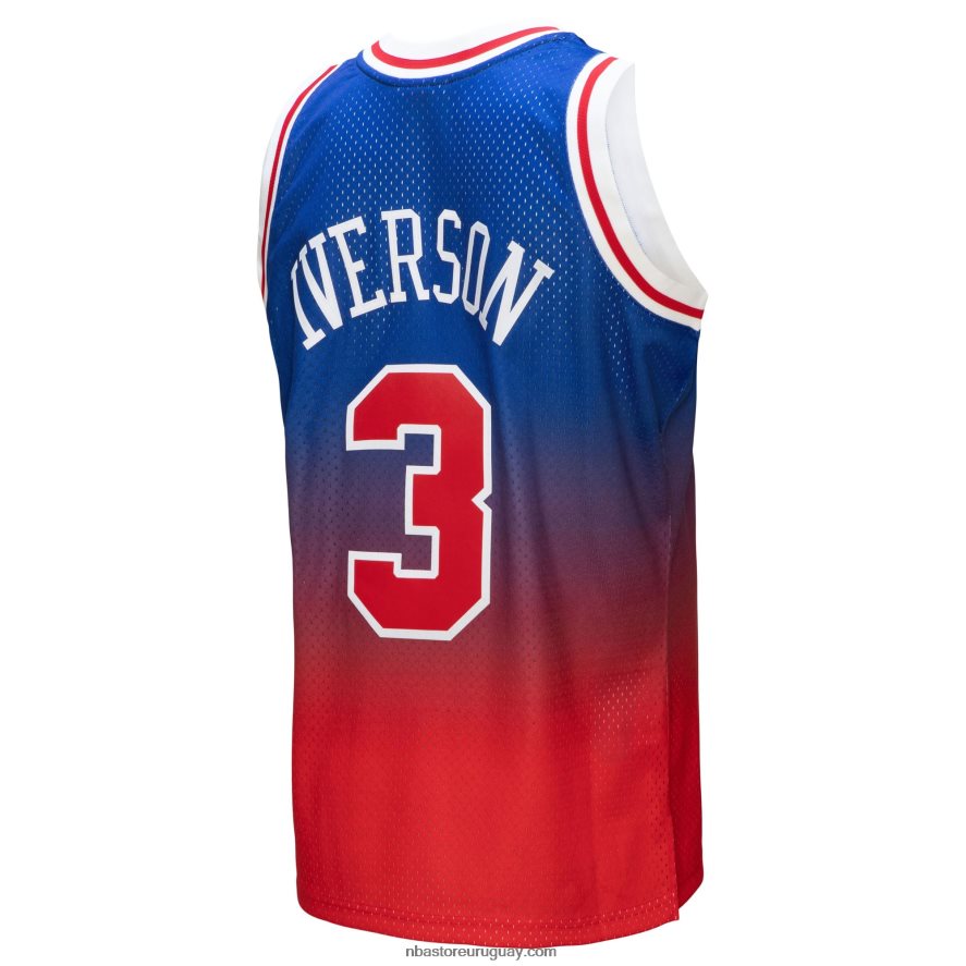 philadelphia 76ers allen iverson rojo/royal hardwood classics fadeaway camiseta de jugador swingman 6L080N1508 NBA